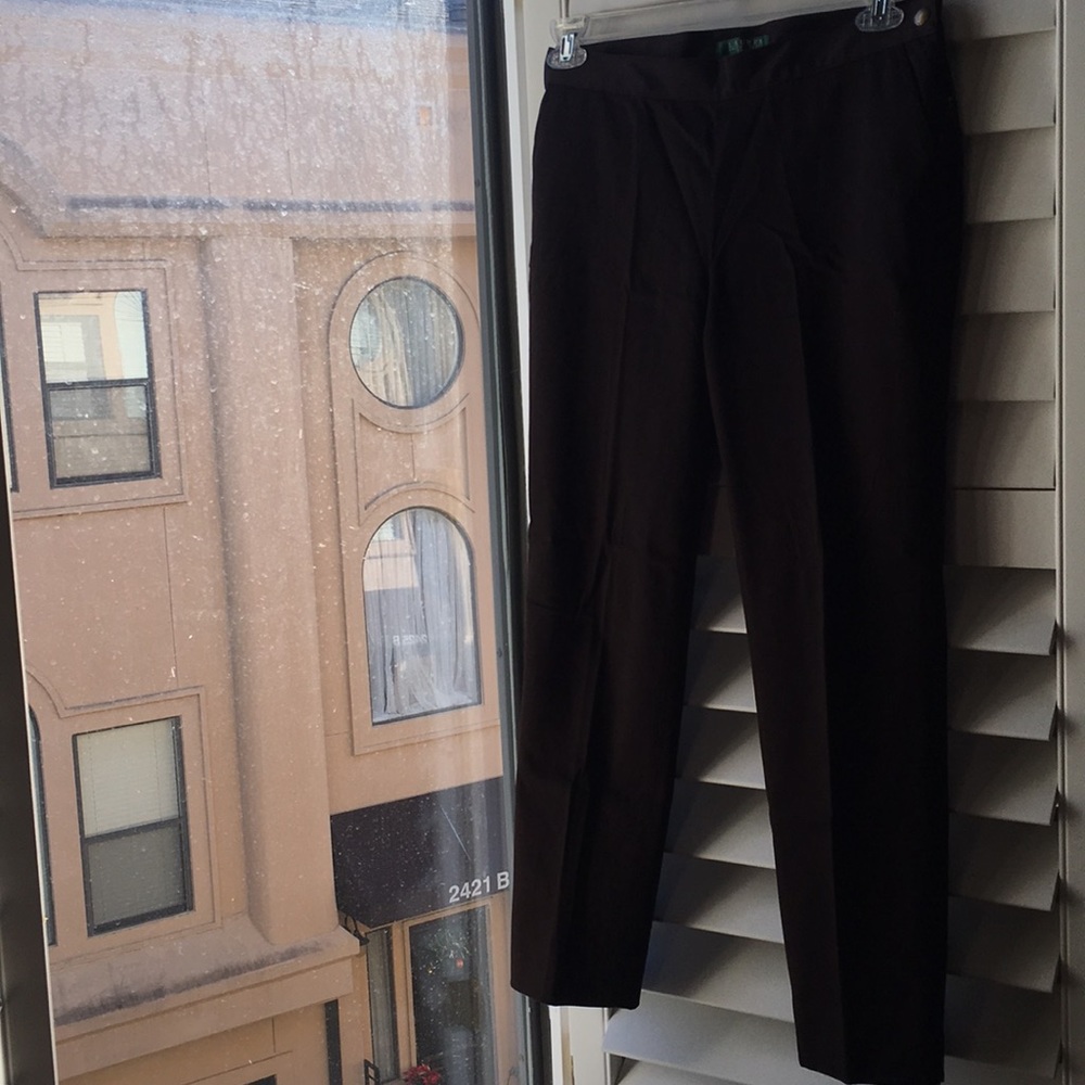 Brown stretch side zipper/snap stretchy pants